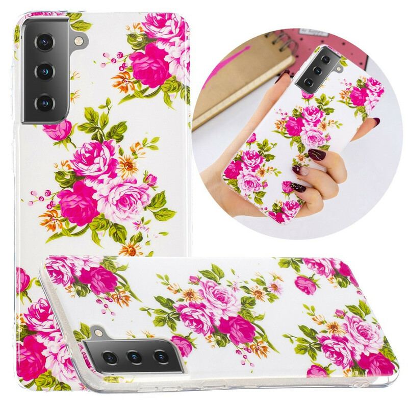 Coque Samsung Galaxy S21 5G Fleurs Liberty Fluorescente