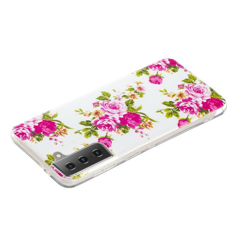 Coque Samsung Galaxy S21 5G Fleurs Liberty Fluorescente