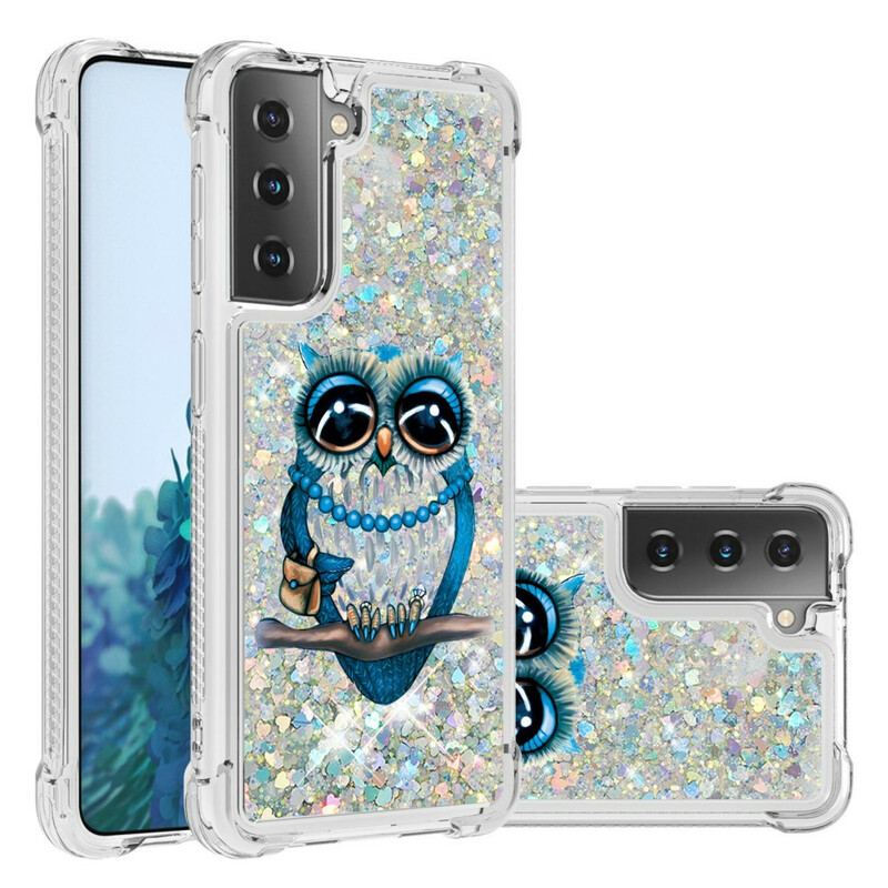 Coque Samsung Galaxy S21 5G Miss Hibou Paillettes