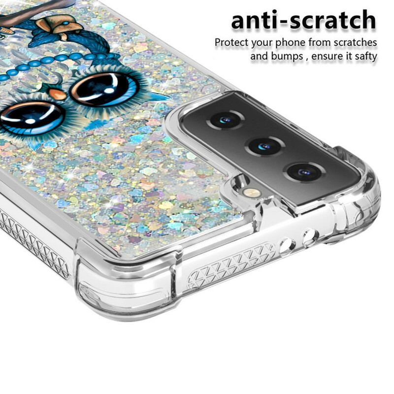 Coque Samsung Galaxy S21 5G Miss Hibou Paillettes