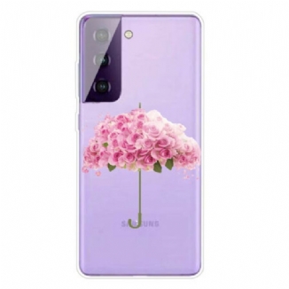 Coque Samsung Galaxy S21 5G Parapluie en Roses