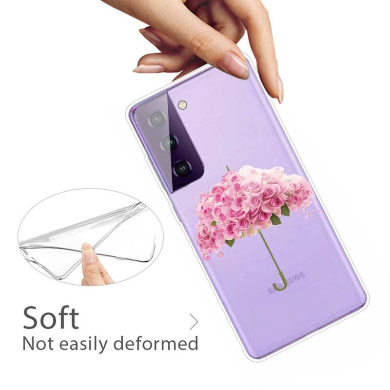 Coque Samsung Galaxy S21 5G Parapluie en Roses