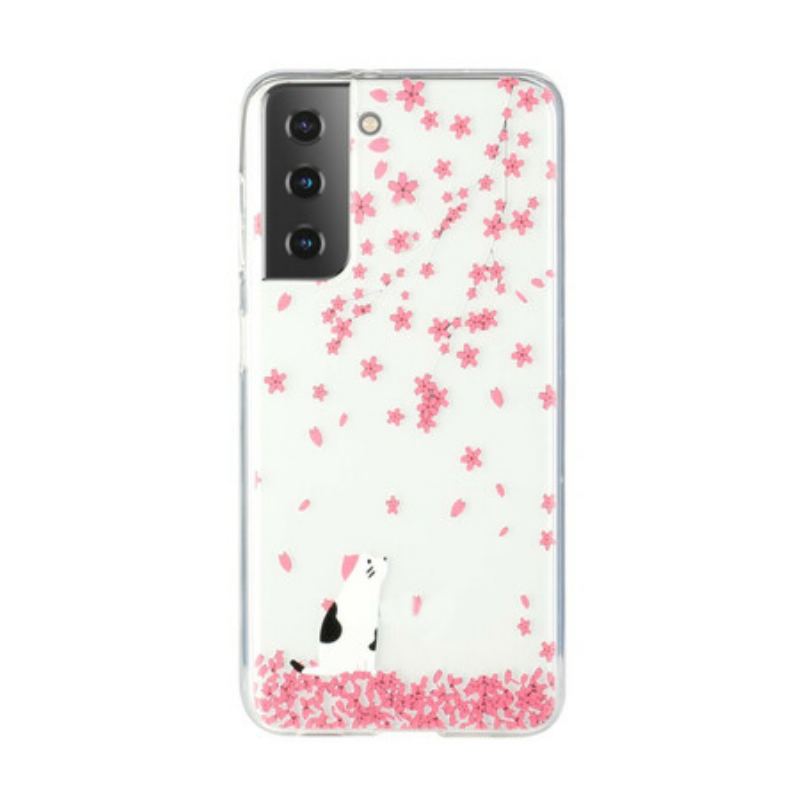 Coque Samsung Galaxy S21 5G Pétales et Chat