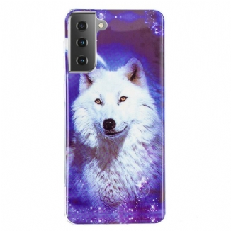 Coque Samsung Galaxy S21 5G Série Loup Fluorescente