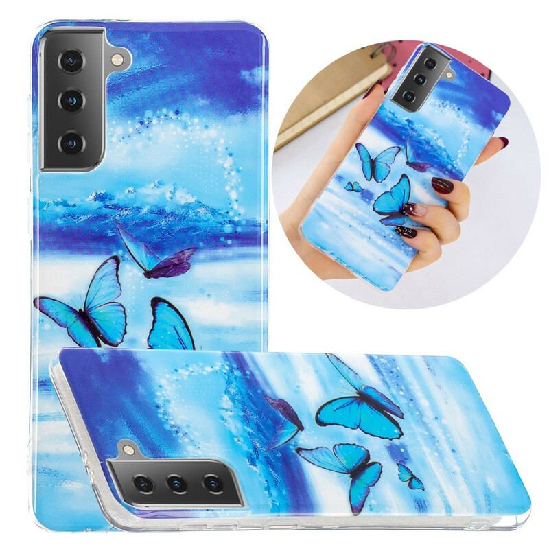 Coque Samsung Galaxy S21 5G Série Papillons Fluorescente