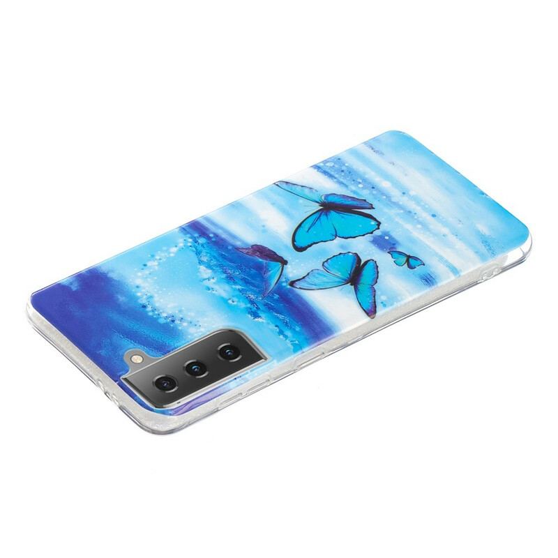 Coque Samsung Galaxy S21 5G Série Papillons Fluorescente