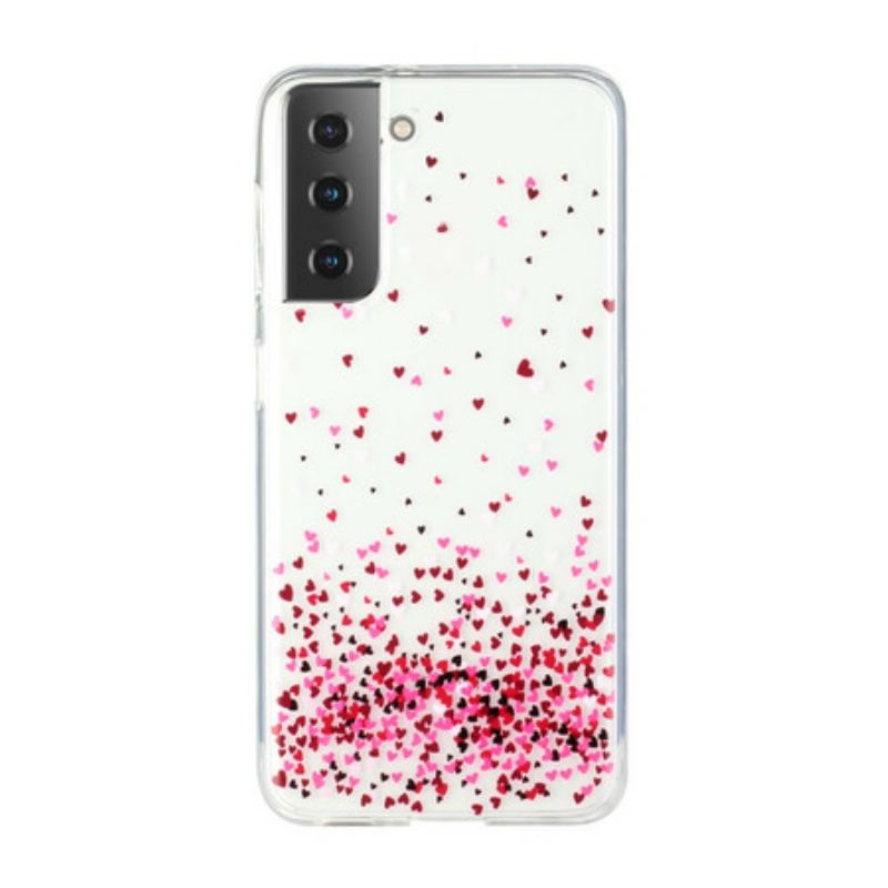 Coque Samsung Galaxy S21 5G Transparente Multiples Coeurs