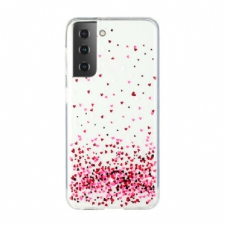 Coque Samsung Galaxy S21 5G Transparente Multiples Coeurs