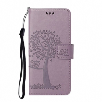 Housse Samsung Galaxy S21 5G Arbre et Hiboux à Lanière