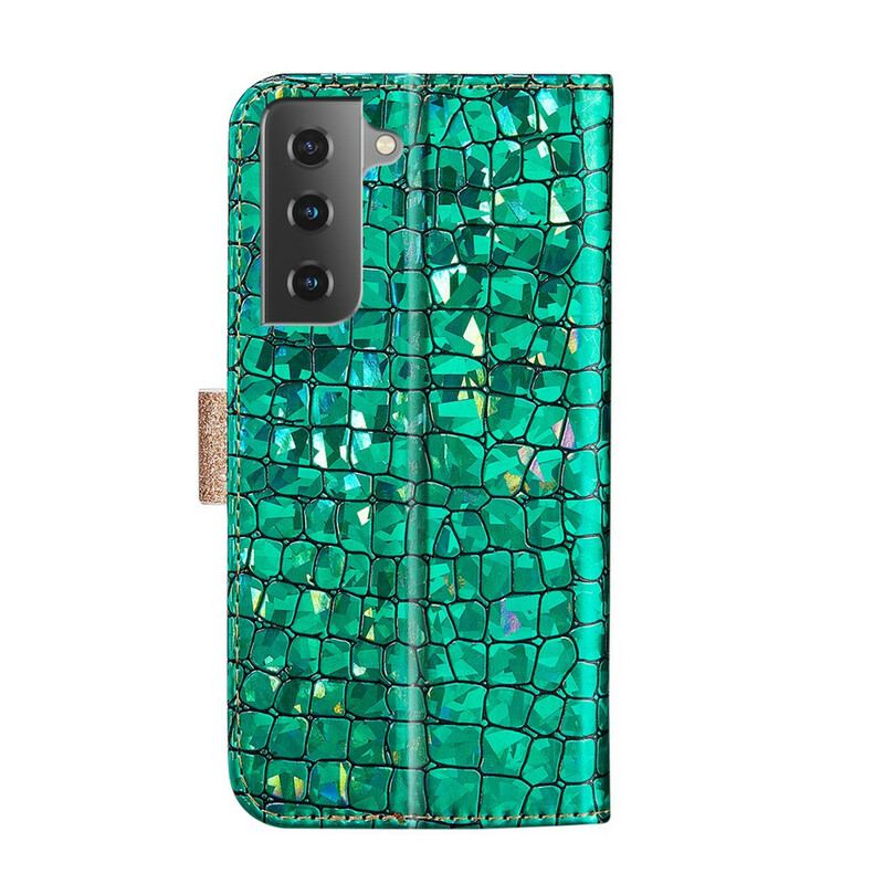 Housse Samsung Galaxy S21 5G Croco Diamants