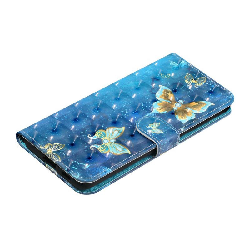 Housse Samsung Galaxy S21 5G Light Spot Papillons avec Lanière