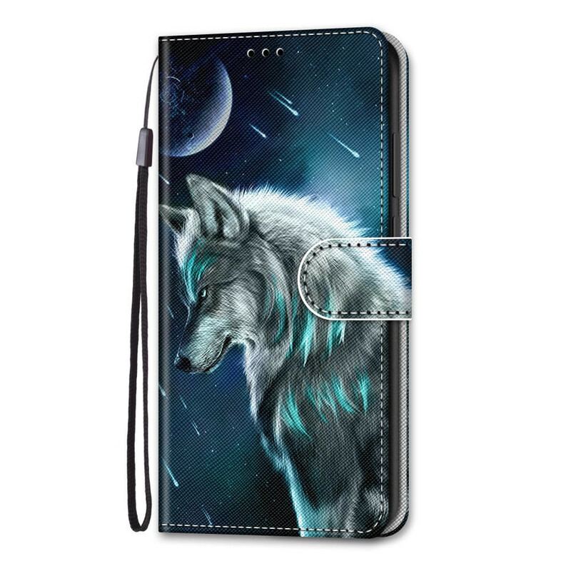 Housse Samsung Galaxy S21 5G Loup Sous une Pluie d'Étoiles