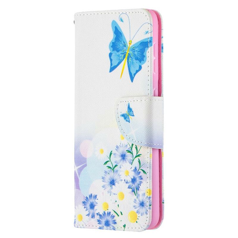 Housse Samsung Galaxy S21 5G Papillons et Fleurs Peints