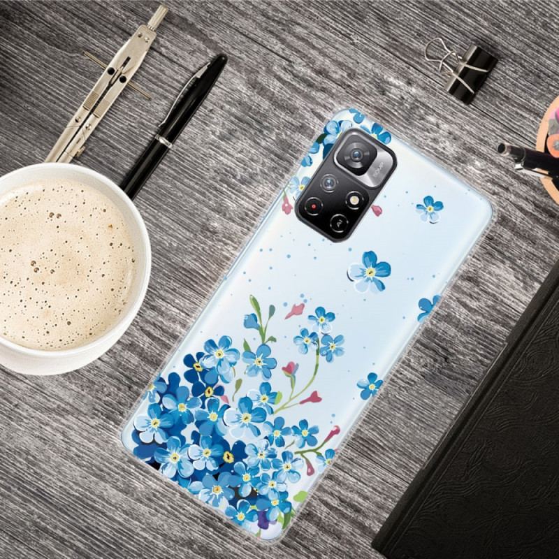 Coque Poco M4 Pro 5G Bouquet de Fleurs Bleues