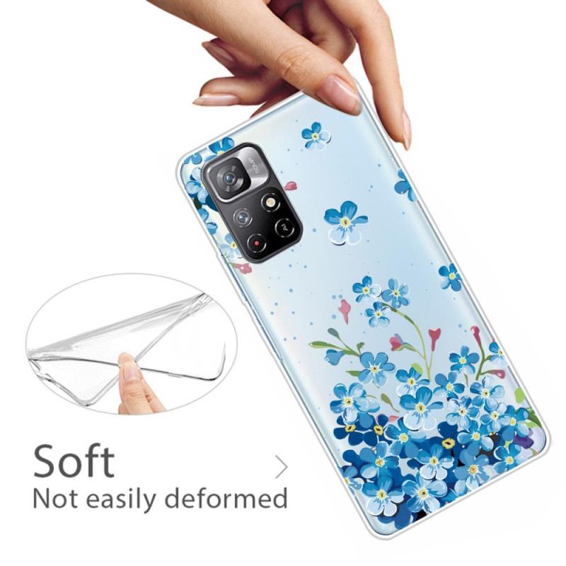 Coque Poco M4 Pro 5G Bouquet de Fleurs Bleues