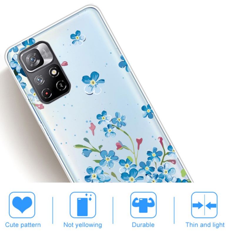 Coque Poco M4 Pro 5G Bouquet de Fleurs Bleues