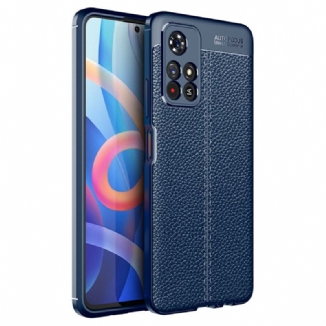 Coque Poco M4 Pro 5G Effet Cuir Litchi Double Line