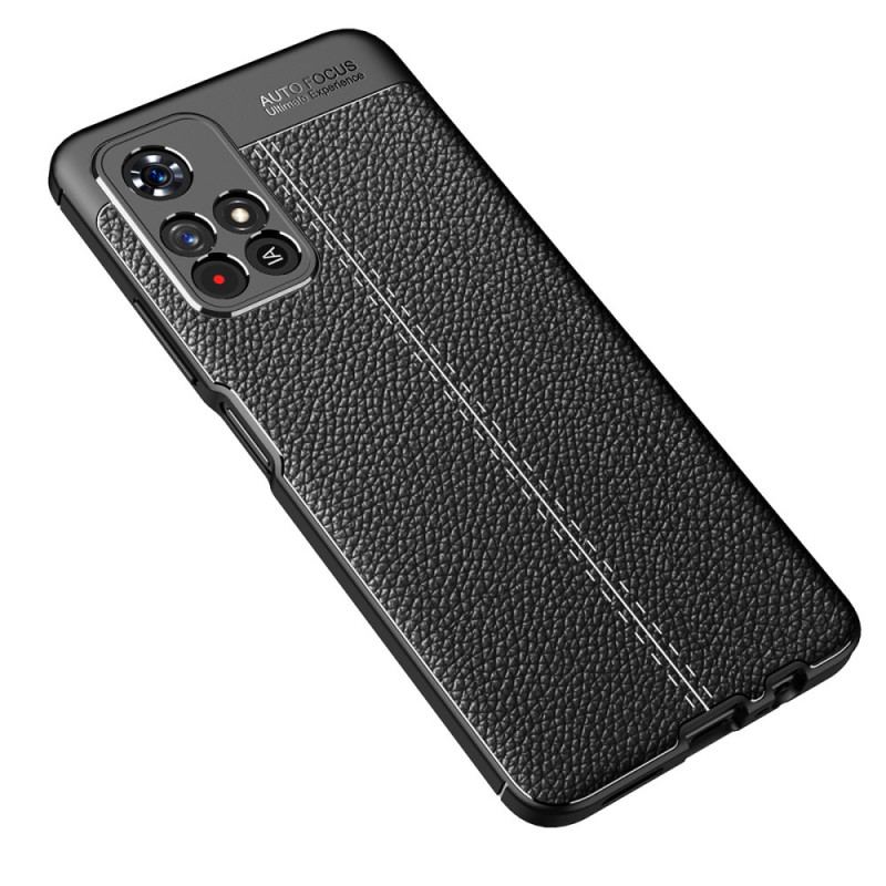 Coque Poco M4 Pro 5G Effet Cuir Litchi Double Line