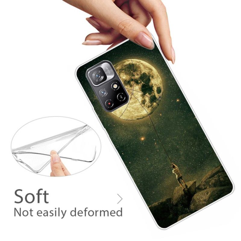 Coque Poco M4 Pro 5G Flexible Homme à la Lune