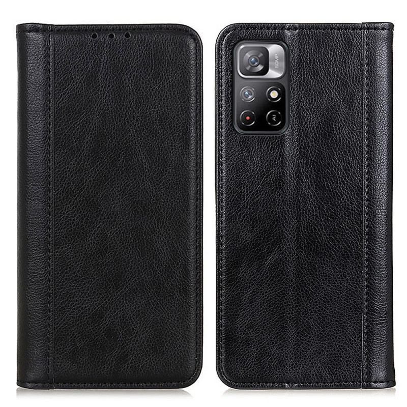 Flip Cover Poco M4 Pro 5G Cuir Litchi Fendu Élégance