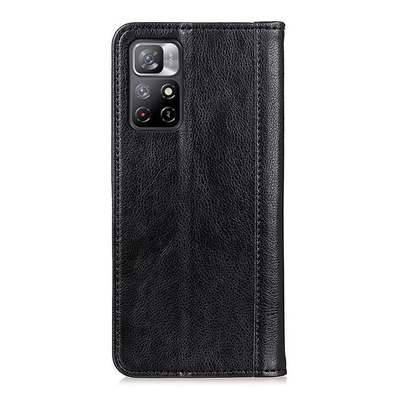 Flip Cover Poco M4 Pro 5G Cuir Litchi Fendu Élégance