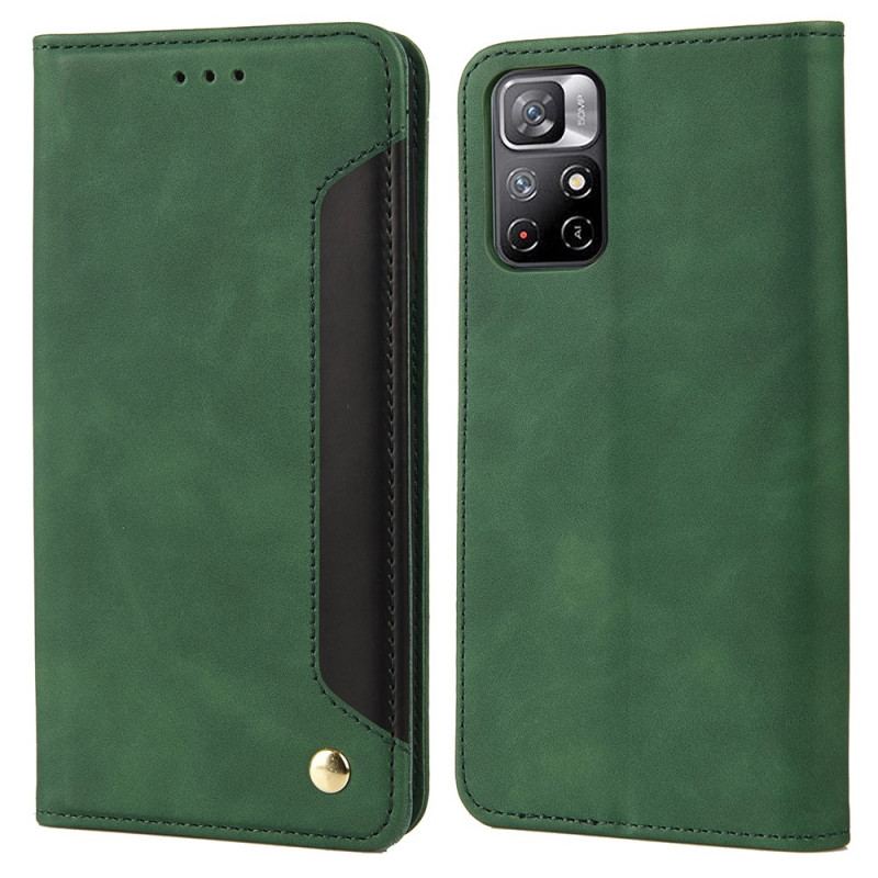 Flip Cover Poco M4 Pro 5G Effet Cuir Business Bicolore