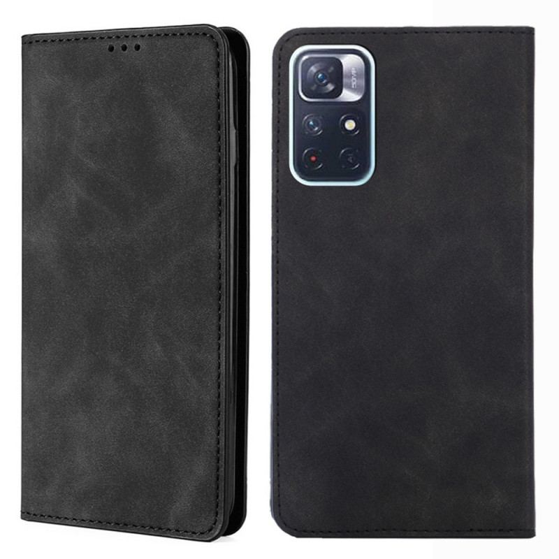 Flip Cover Poco M4 Pro 5G Effet cuir Skin-Touch