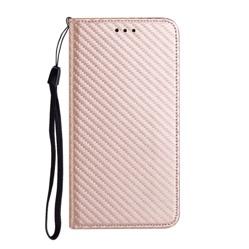 Flip Cover Poco M4 Pro 5G Fibre Carbone à Lanière