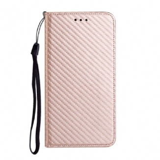 Flip Cover Poco M4 Pro 5G Fibre Carbone à Lanière