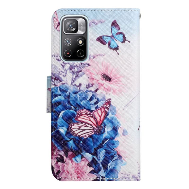 Housse Poco M4 Pro 5G Bouquet de Fleurs et Papillons