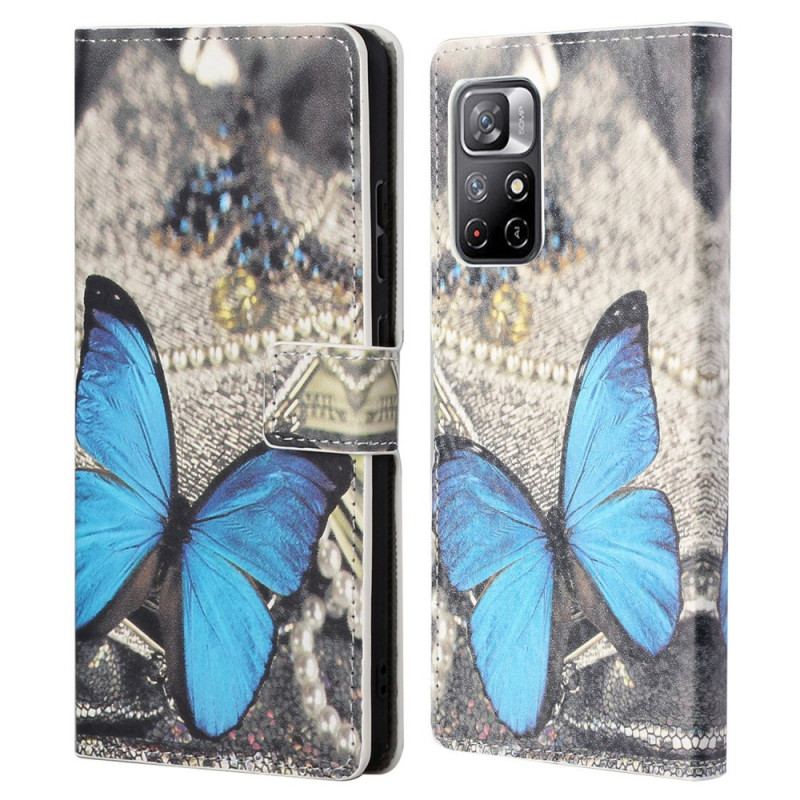 Housse Poco M4 Pro 5G Papillon Bleu