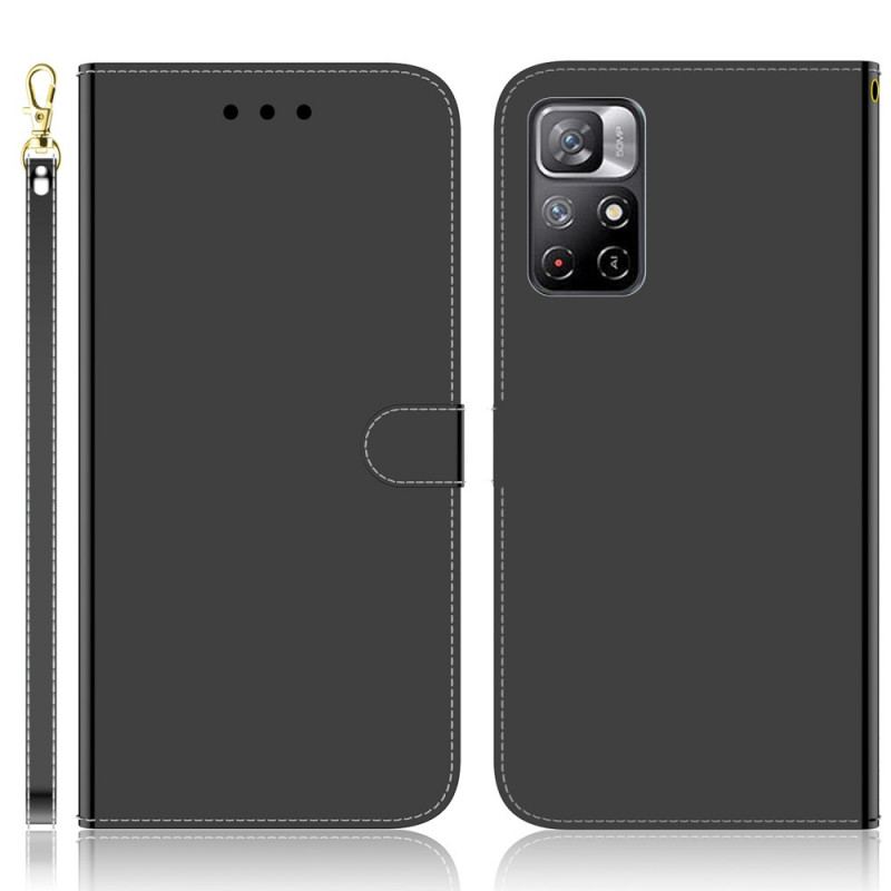 Housse Poco M4 Pro 5G Simili Cuir Couverture Miroir