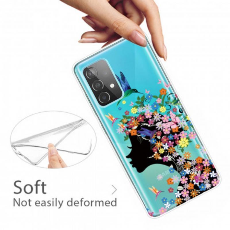 Coque Samsung Galaxy A52 4G / A52 5G / A52s 5G Jolie Tête Fleurie