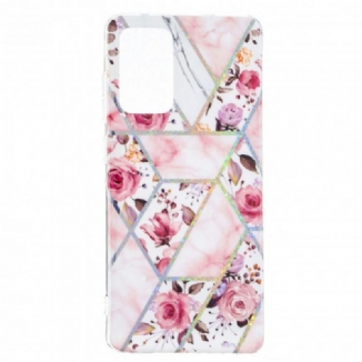 Coque Samsung Galaxy A52 4G / A52 5G / A52s 5G Marbrée Fleurs