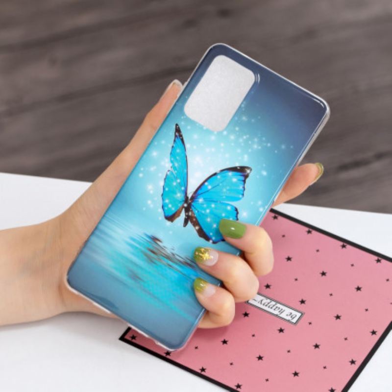 Coque Samsung Galaxy A52 4G / A52 5G / A52s 5G Papillon Bleu Fluorescente