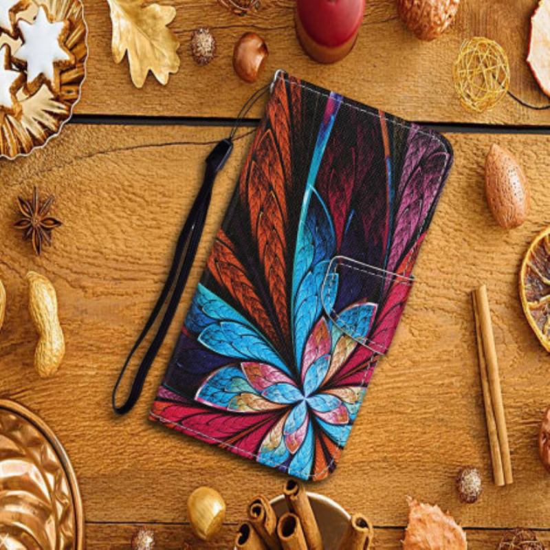 Housse Samsung Galaxy A52 4G / A52 5G / A52s 5G Feuilles Colorées avec Lanière