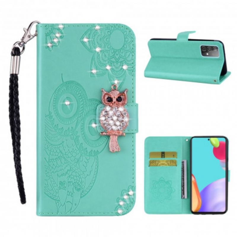 Housse Samsung Galaxy A52 4G / A52 5G / A52s 5G Hibou Mandala et Breloque