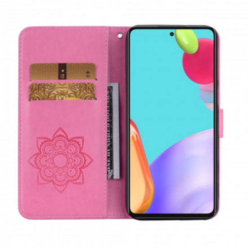 Housse Samsung Galaxy A52 4G / A52 5G / A52s 5G Hibou Mandala et Lanière