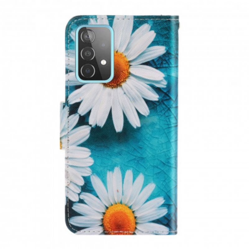 Housse Samsung Galaxy A52 4G / A52 5G / A52s 5G Marguerites à Lanière