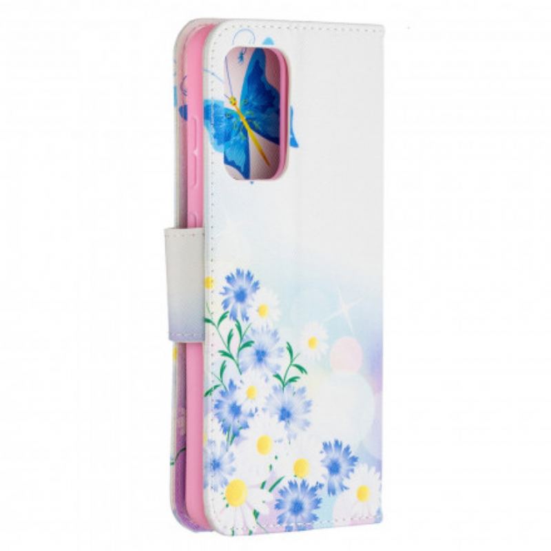 Housse Samsung Galaxy A52 4G / A52 5G / A52s 5G Papillons et Fleurs Peints