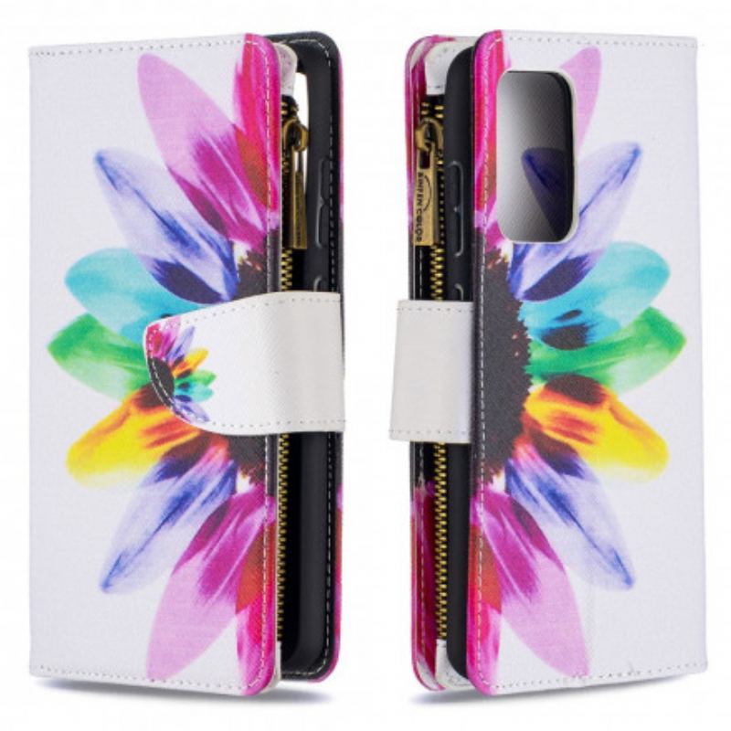 Housse Samsung Galaxy A52 4G / A52 5G / A52s 5G Poche Zippée Fleur