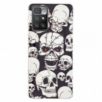 Coque Xiaomi Redmi 10 Attention Têtes de Mort Fluorescente