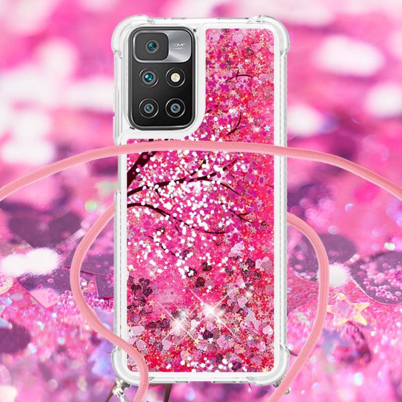 Coque Xiaomi Redmi 10 à Cordon Paillettes Arbre