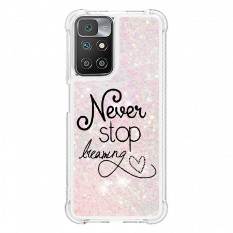 Coque Xiaomi Redmi 10 Never Stop Dreaming Paillettes