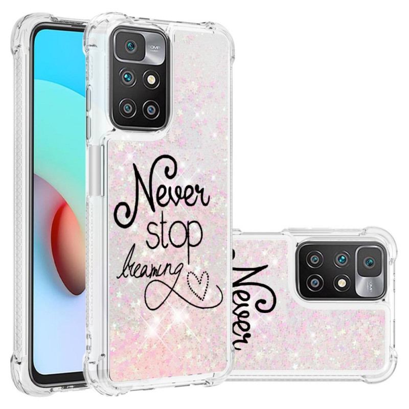 Coque Xiaomi Redmi 10 Never Stop Dreaming Paillettes