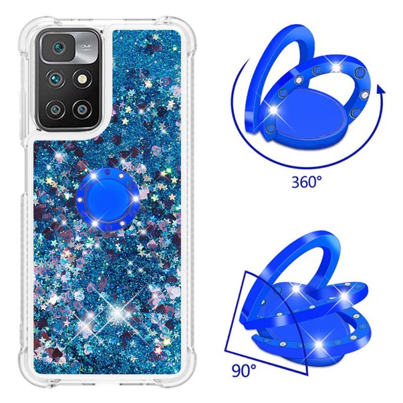 Coque Xiaomi Redmi 10 Paillettes avec Anneau-Support