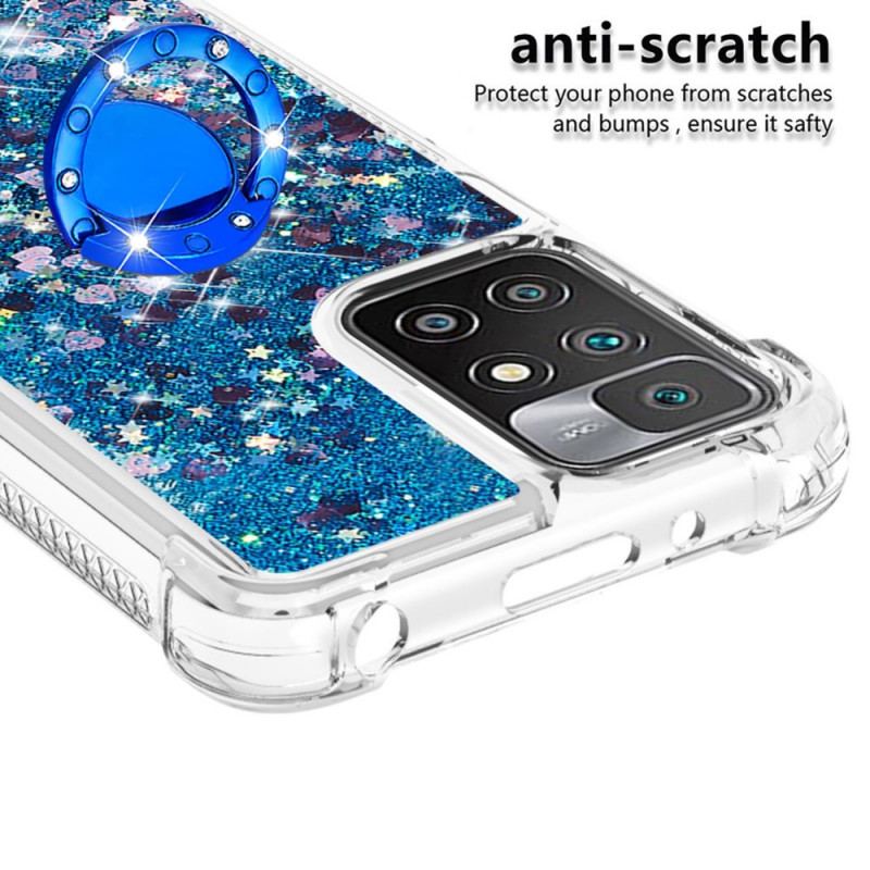 Coque Xiaomi Redmi 10 Paillettes avec Anneau-Support