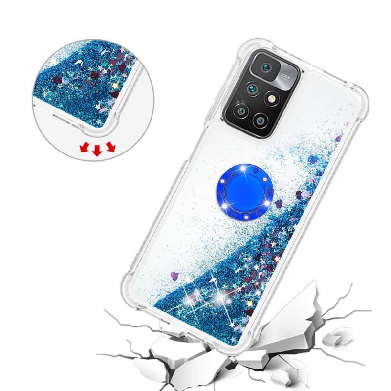 Coque Xiaomi Redmi 10 Paillettes avec Anneau-Support