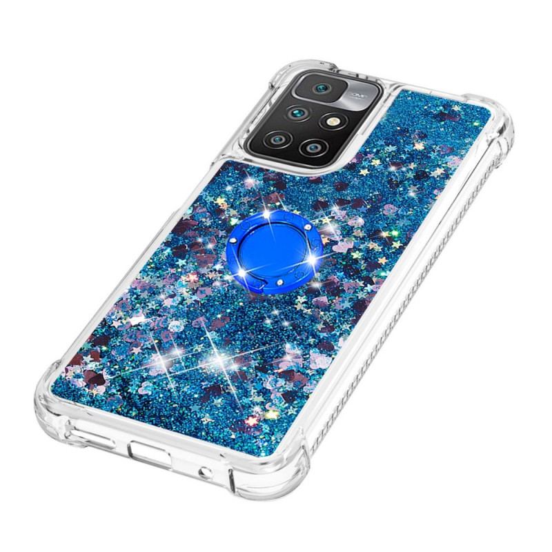 Coque Xiaomi Redmi 10 Paillettes avec Anneau-Support