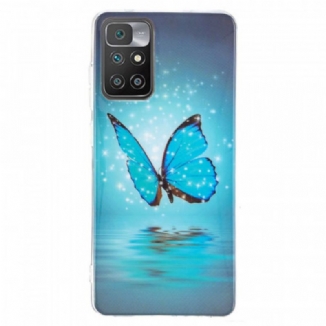 Coque Xiaomi Redmi 10 Papillon Bleu Fluorescente